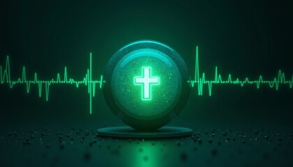Christianity beacon illuminated amidst life's fluctuations in emerald spectrum