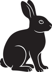 Obraz premium Sitting rabbit black silhouette minimal pose, Simple bunny sketch for animal lovers