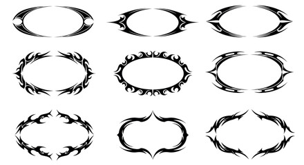 Fototapeta premium Ornamental tribal circle frames for tattoo and design decoration