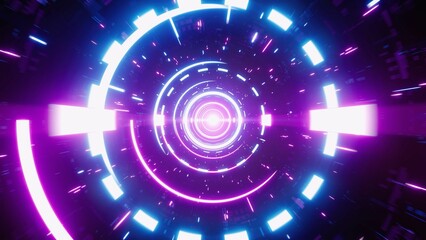 Background of Move through Spinning Neon Lights Tunnel