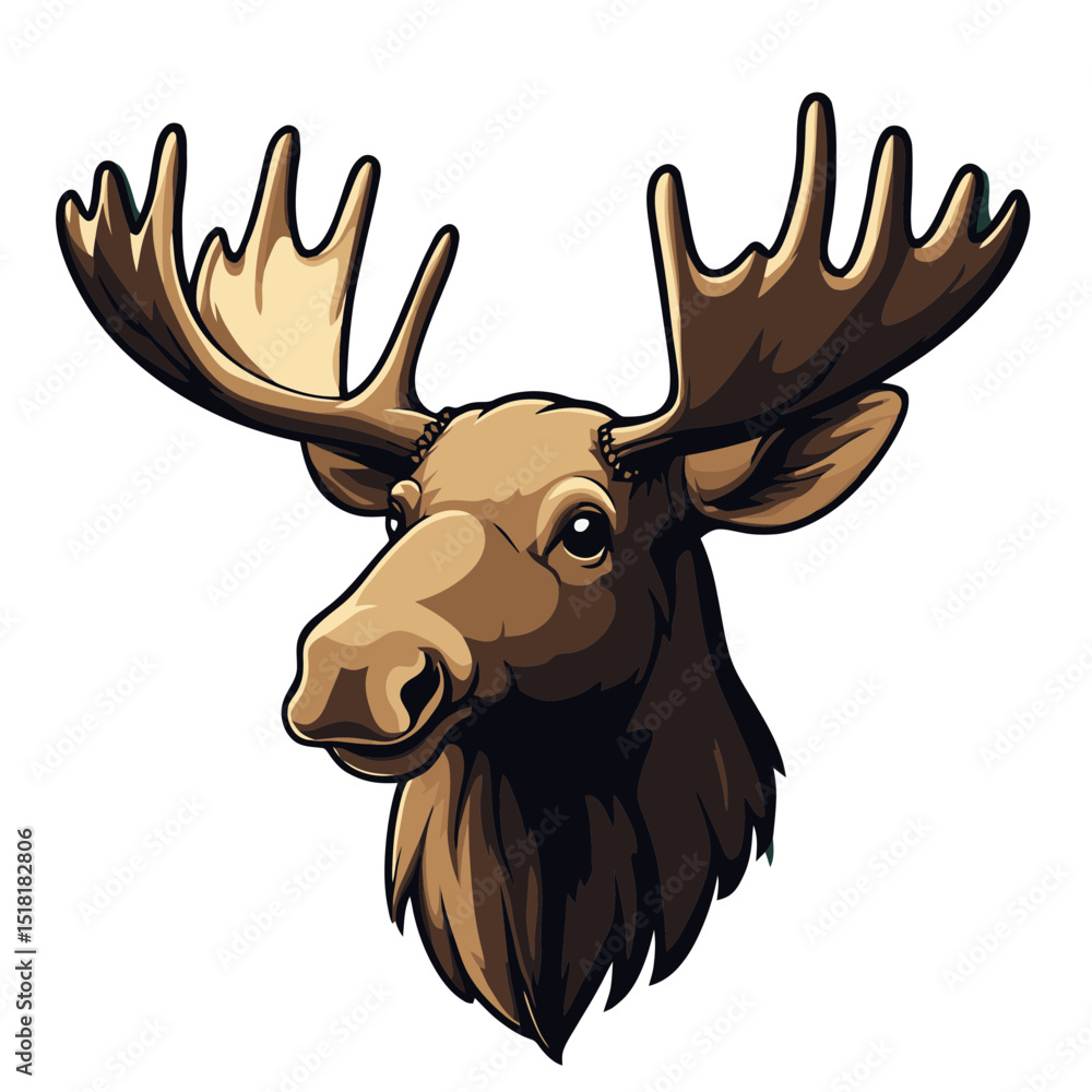 Poster moose icon featuring a simple and playful cartoon design suitable for various creative projects