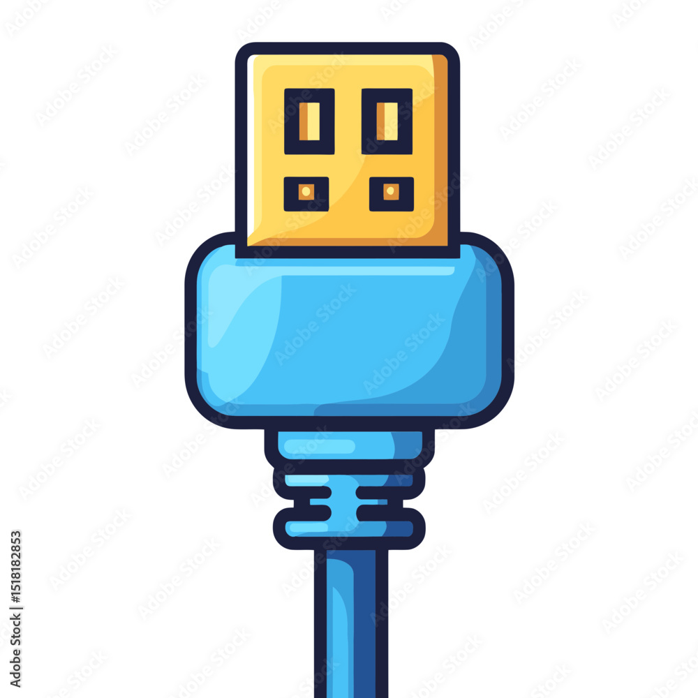Poster simple cartoon icon of a network cable with a bright design suitable for digital and tech-related co