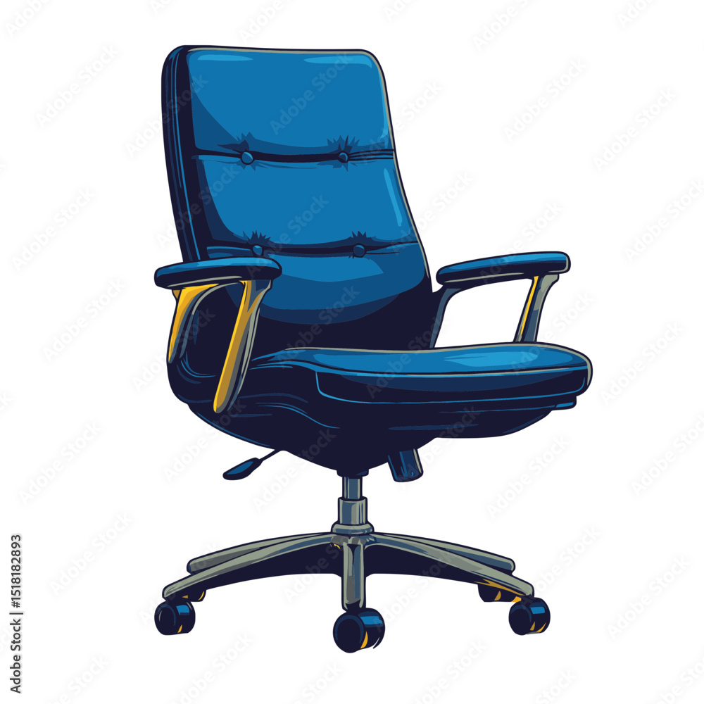 Poster office chair icon depicting a simple flat cartoon design perfect for digital or print use in workspa