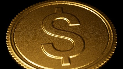 closeup of a single dollar coin 3D Rendering