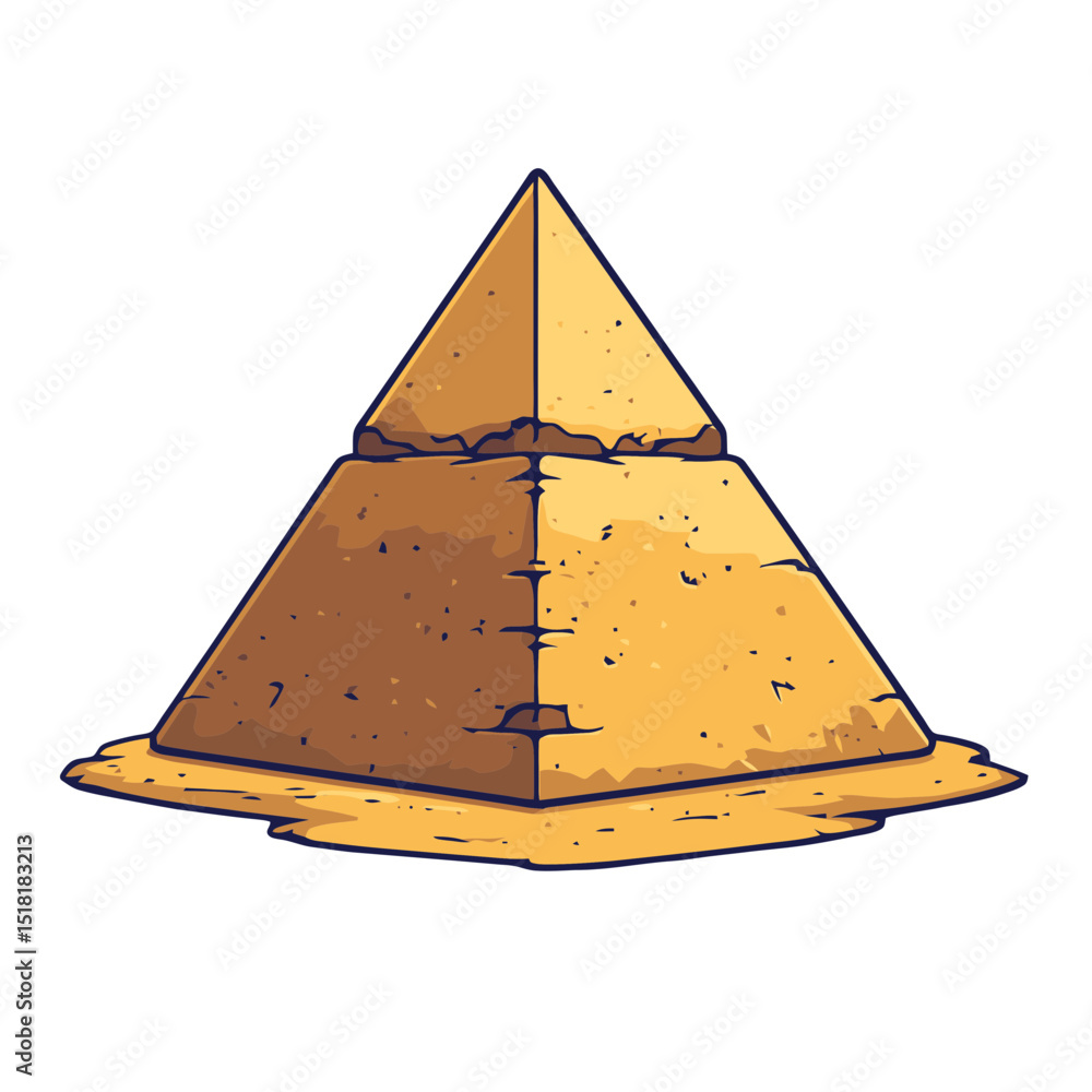 Poster simple flat cartoon pyramid icon designed with a minimalistic 2d style, showcasing a distinct geomet
