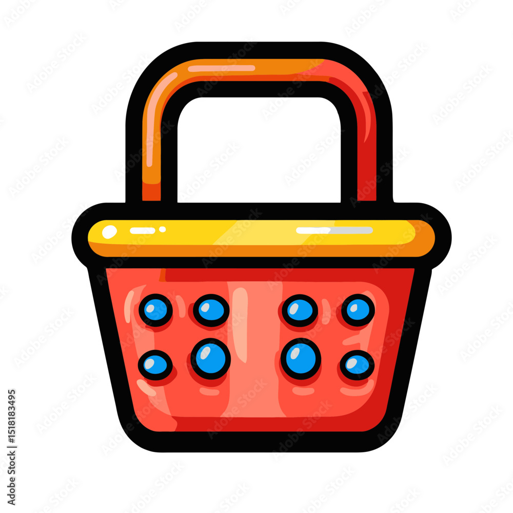 Aufkleber shopping basket icon features a colorful and simple design suitable for digital applications and gra