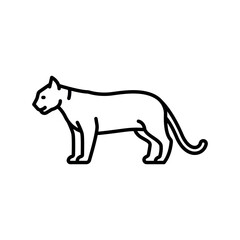 cougar black line icon for digital and print projects. North american animals.