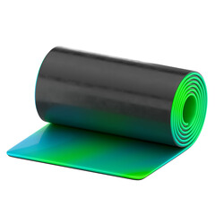 Yoga Mat Icon
A rolled-up fitness mat with a black exterior and green interior. Represents yoga, stretching sessions, and floor exercises.