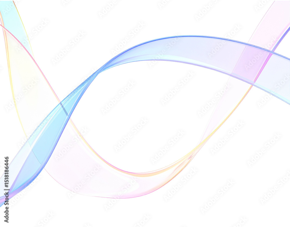 Poster ethereal pastel ribbons intertwining with translucent fluidity and subtle color gradients