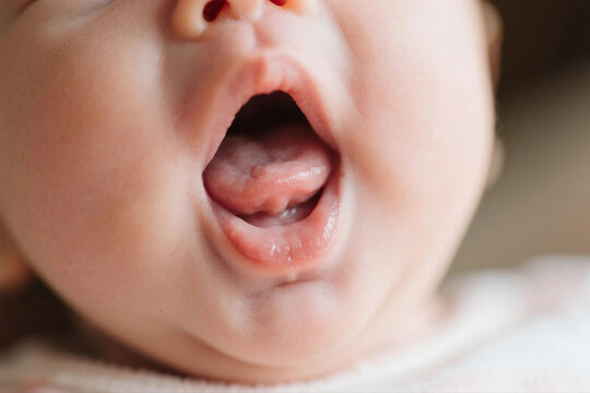 illustration of tongue tie in baby's mouth