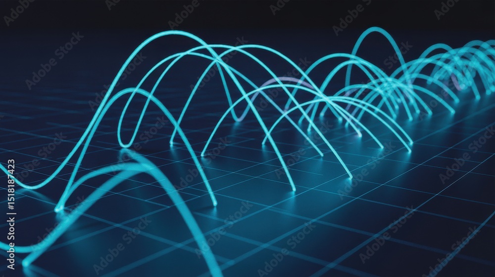 Poster abstract digital illustration of futuristic glowing lines depicting connections and data flow within