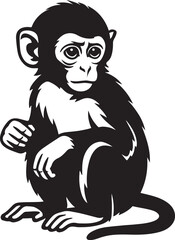 Fototapeta premium Baby monkey cute silhouette design asset, Young primate minimal art style
