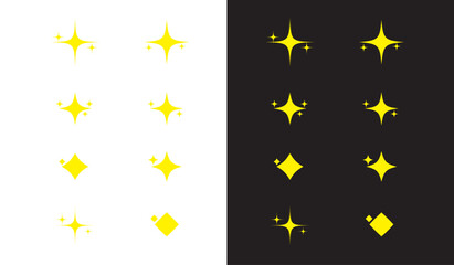 sparkle star icon set. simple star burst symbol. transparent png and vector illustration.