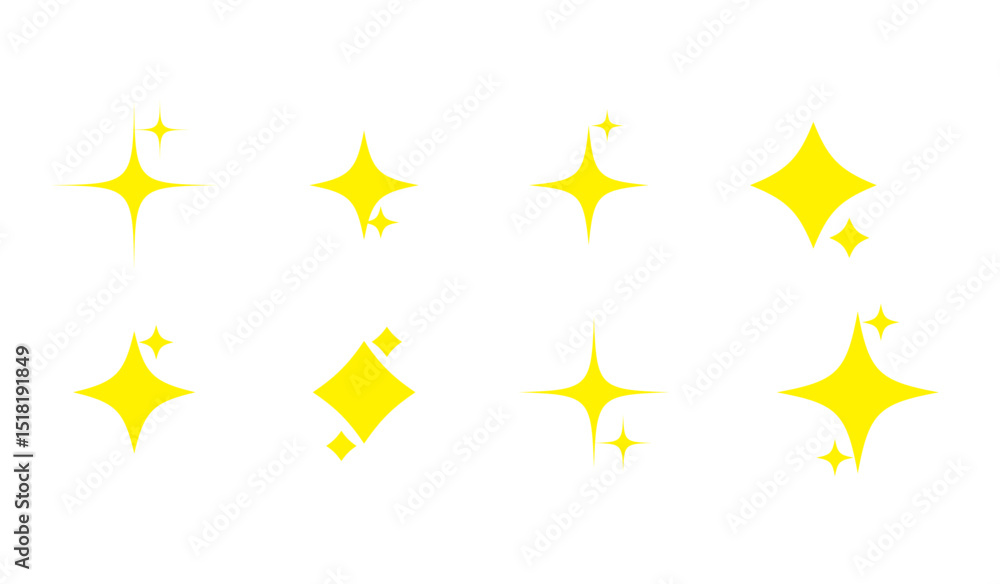 Poster sparkle star vector icons set. star icons vector set. shine or sparkle vector set of ten various sta