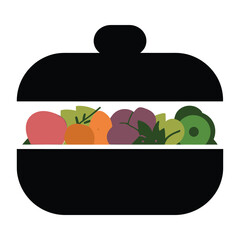Minimal Bento Box. Simple Vector Illustration of a Filled Lunchbox