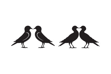 Obraz premium Love Birds Silhouette with Hearts Romantic Couple Vector Art