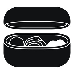 Minimal Bento Box. Simple Vector Illustration of a Filled Lunchbox