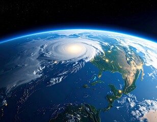 Fototapeta premium satellite view of Earth's atmosphere with highlighted greenhouse gas concentrations