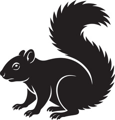 Squirrel vector silhouette nature theme, Woodland creature in simple line art