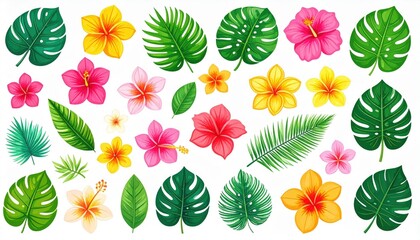 Colorful Tropical Floral Pattern Background Illustration