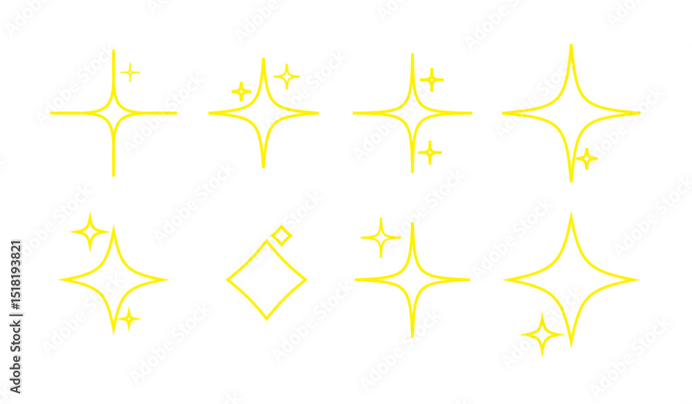 Poster sparkle star vector icons set. star icons vector set. shine or sparkle vector set of ten various sta