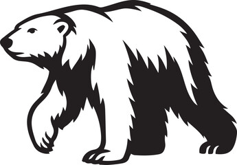 Obraz premium Polar bear silhouette powerful logo style, Arctic animal bold black and white design