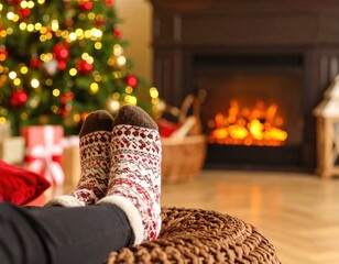 Cozy Christmas Evening by the Fireplace