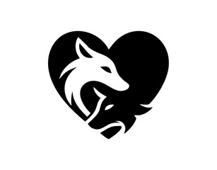 Pet Dogs Care Love Clean and Minimal logo Silhouette