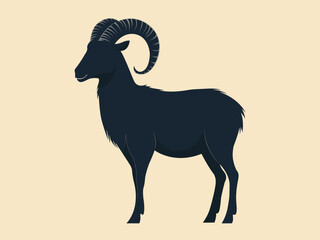 Goat Black Silhouette Vector Design Isolated on White Background
