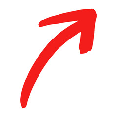 Red curved arrow illustration hand-drawn graphics vector