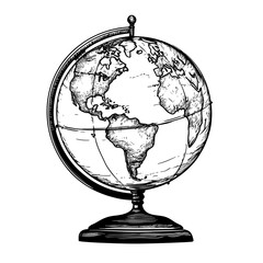 Globe Print flat 2d outline illustration accessories decorative vector
