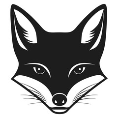 Fototapeta premium Fox face linear illustration animal black vector