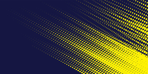Yellow halftone on blue background. Vector dotted sparkles or halftone shine pattern texture Pop Art Style Background.
