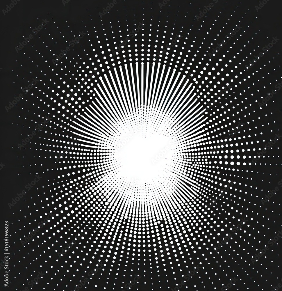 Poster abstract radial dotted pattern radiating from a central point