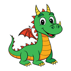 Fototapeta premium Cute Adult Dragon Cartoon Vector Icon Illustration Animal