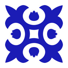 Blue cross talavera mexican tile. Mexico geometric pattern. Ceramic art. Vector illustration.