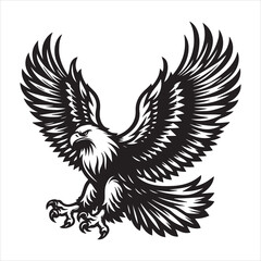 Obraz premium Majestic black and white eagle soaring with open wings vector illustration