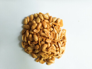 Shelled nuts on a white background