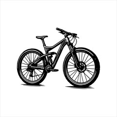 Naklejka premium Mountain Bike Vector Logo – Detailed Black Illustration – Isolated on White Background