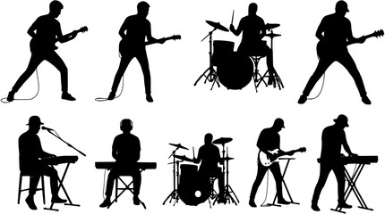 Obraz premium Musicians vector silhouettes 