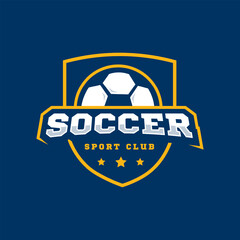 Ball in shield logo design for soccer