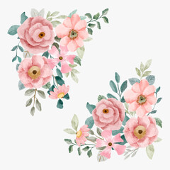 beauty pink floral watercolor bouquet