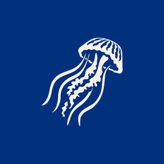 typography caravel jellyfish, wave swim icon