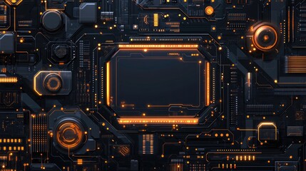Fototapeta premium Detailed close-up view of a futuristic circuit board.