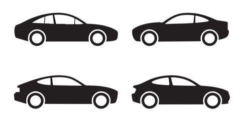 set vector various car road icon silhouettes