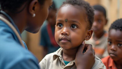 Close-up of young African girl during medical consultation