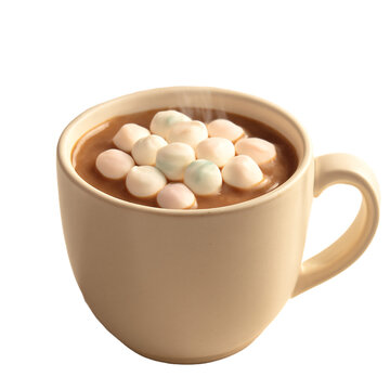cocoa with marshmallows on a transparent background. children's arya drink. cafe