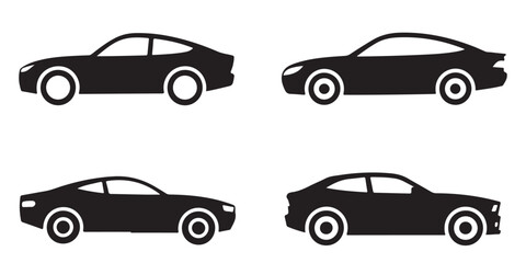 set vector various car road icon silhouettes