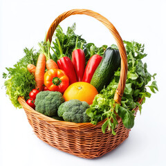 Fresh organic vegetables in harvest basket, colorful and healthy