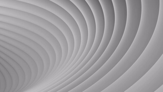 Abstract white circles geometric background, waves motion background seamless looping. White waves and concentric lines as Technology abstract concept. Loop animation. 3D rendering